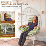 Outdoor White Rattan Lounge Accent Egg Chair