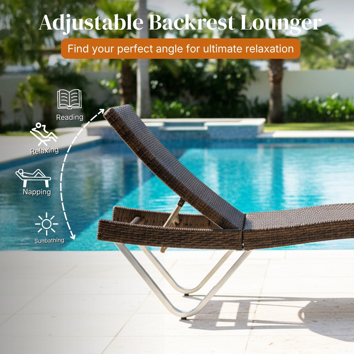 Outdoor Rattan Wicker Lounge Chairs Set of 2 with Matching Side Table