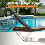 Outdoor Rattan Wicker Lounge Chairs Set of 2 with Matching Side Table