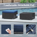 Outdoor Rattan Wicker 2-Piece Ottoman Set