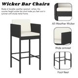 7-Piece Outdoor Rattan Wicker Bar Set with Glass Top Table