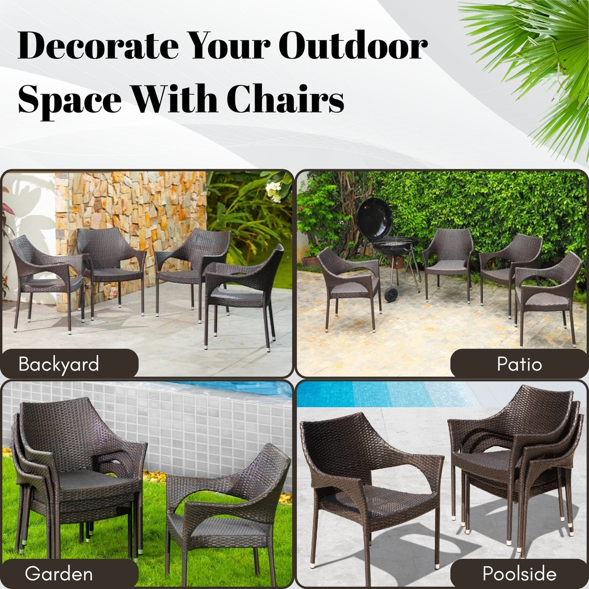 Outdoor Rattan Wicker Patio Dining Chairs