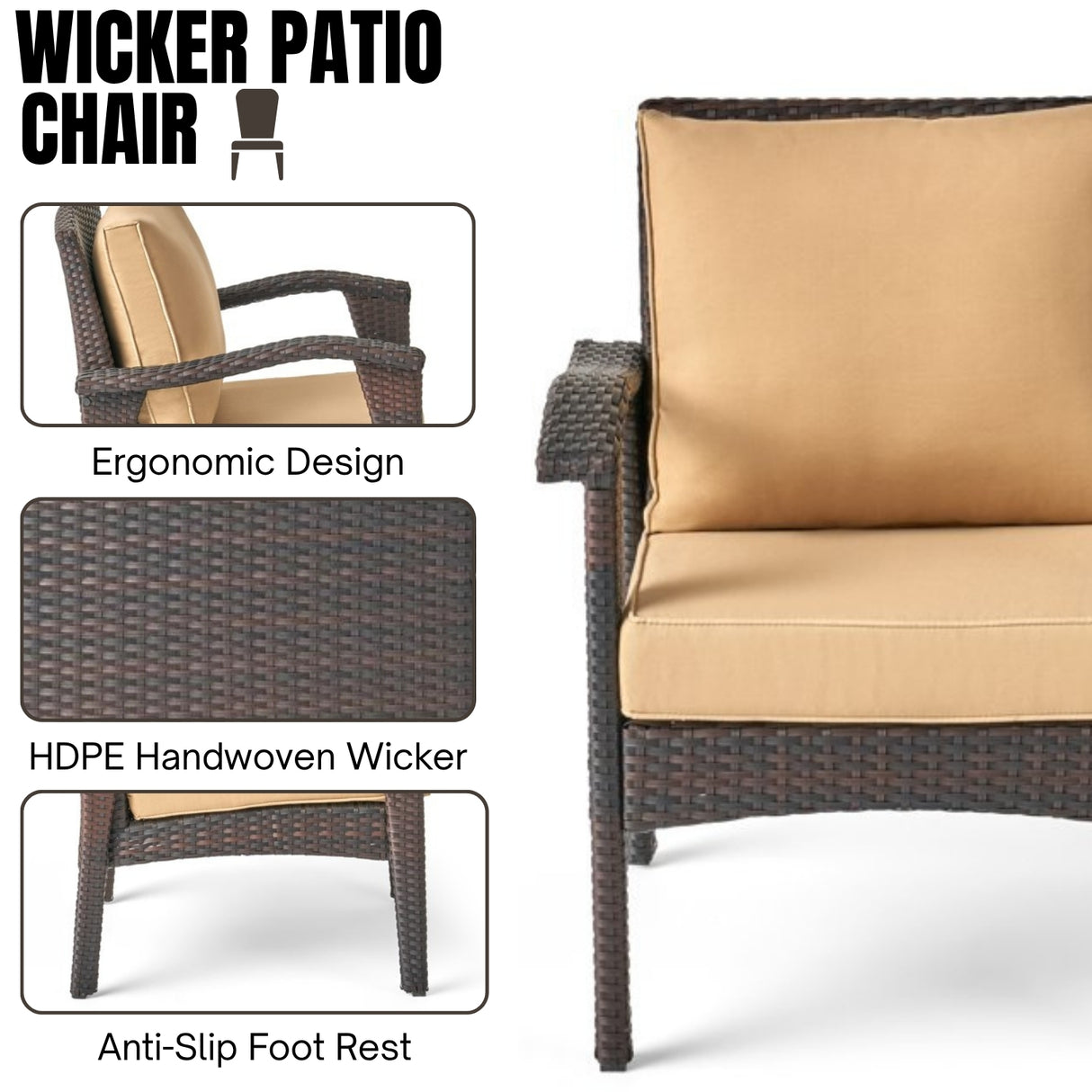 Dark Brown 8 Seater Outdoor Wicker Conversation Set