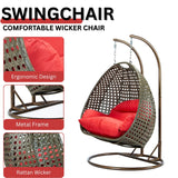 Double Seater Hanging Swing Chair (Dark Brown/Red)