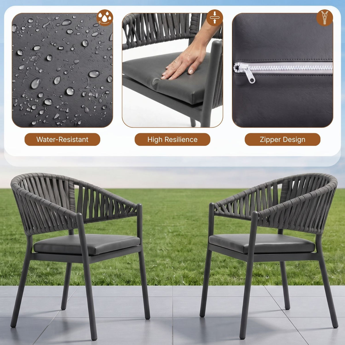 All Weather Resistant 7-Piece Outdoor Dining Set (Grey)