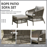 Outdoor 2 Piece Rope Patio Sofa Set (Grey)