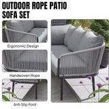 Outdoor Rope  L-Shaped Conversation Sofa Set