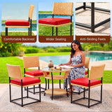 5-Piece Outdoor Wicker Patio Furniture Set (Beige & Red)
