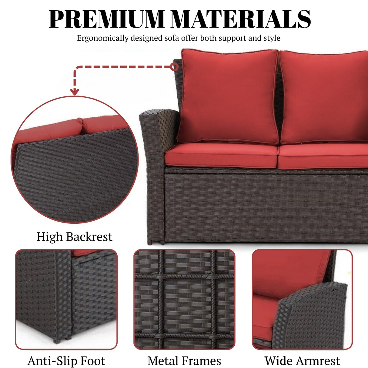 Outdoor All-Weather Wicker 6-Piece Sofa Set