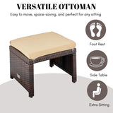 Set of 2 Wicker Ottomans, Multipurpose Outdoor Furniture
