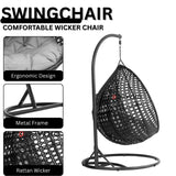 Double Seater Rattan & Wicker Swing (Black & Grey)