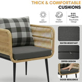 Outdoor 4-Seater Rope Conversation Set(Beige & Dark Grey)