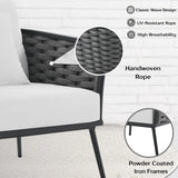 4 Piece Outdoor Rope Sofa Set with Wooden Top Table