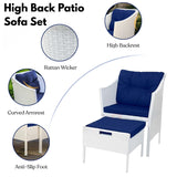 Outdoor Rattan Wicker 5 Piece Patio Sofa Set