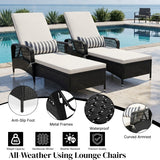 2-Piece Outdoor Rattan Wicker Lounger Set (Black & Off-White)