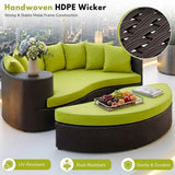 Outdoor Rattan Wicker Daybed (Dark Brown & Green)