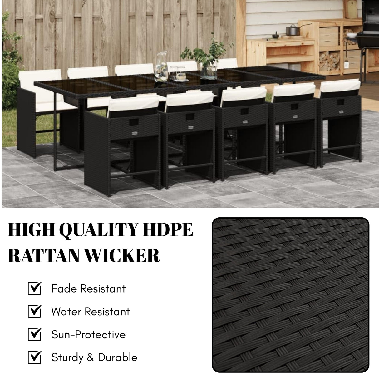 11-Piece Outdoor Rattan Wicker Dinning Set
