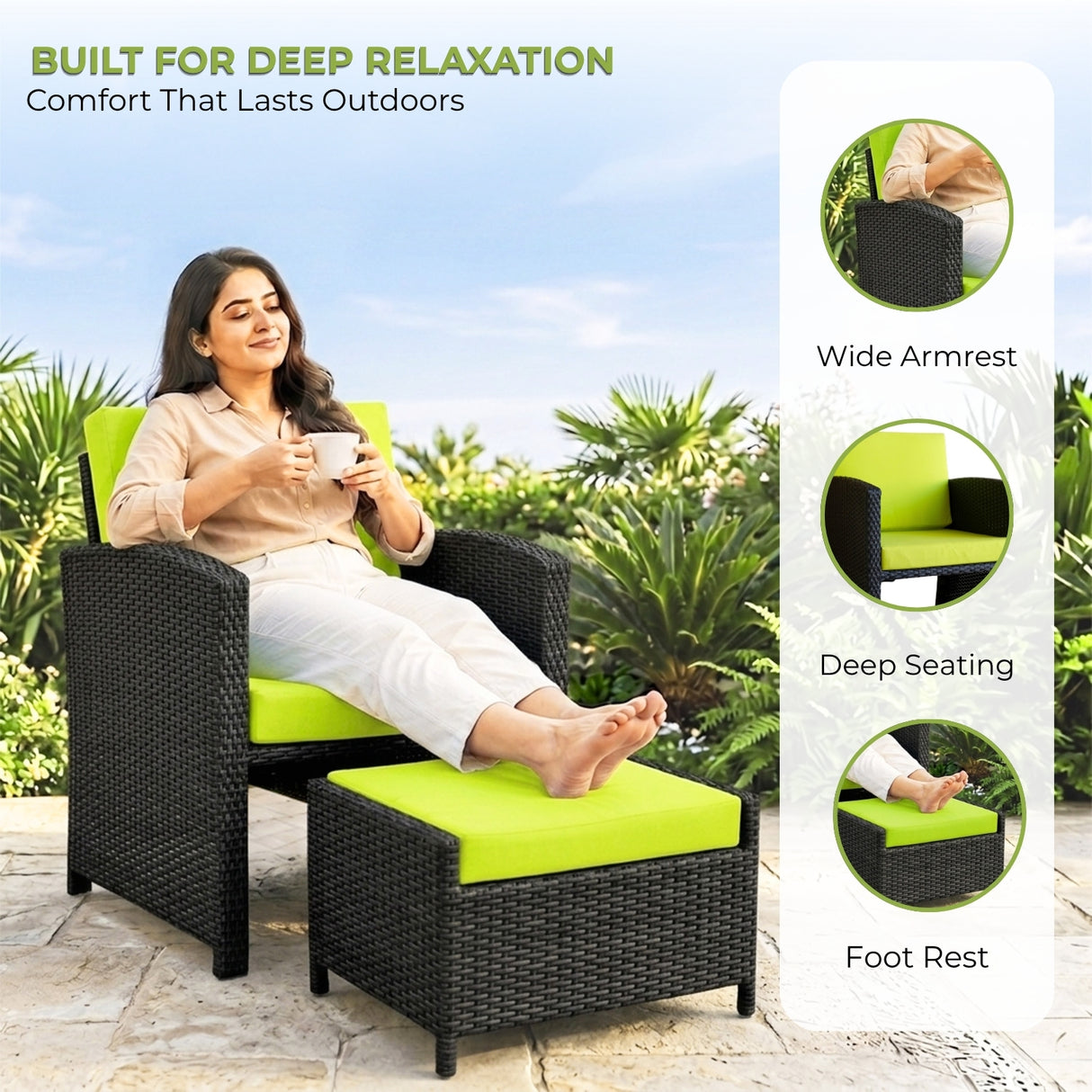 Outdoor 5 Piece Patio Wicker All Weather Sectional Furniture Set