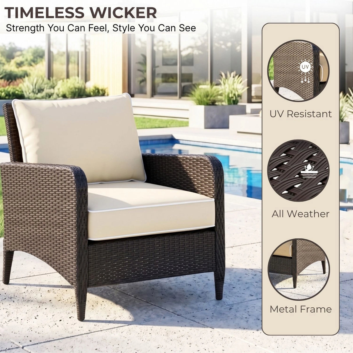 Outdoor 4 Piece Patio Wicker Furniture Set