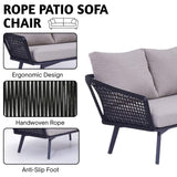 2-Piece Outdoor Rope Loveseat Sofa With Ottoman