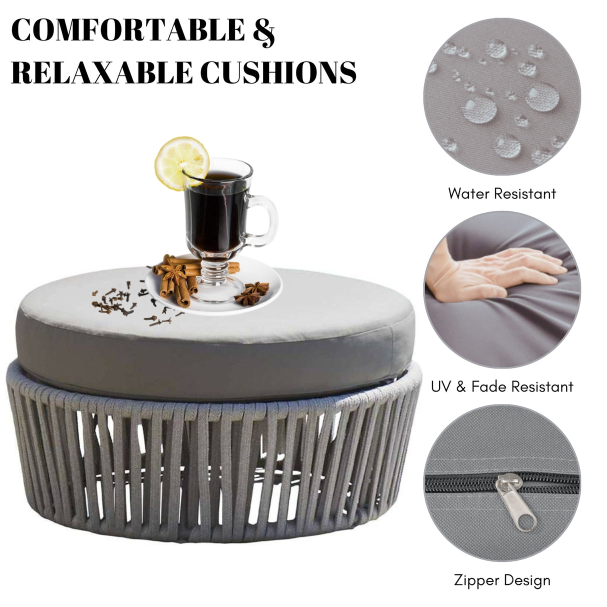 Round Outdoor Rope Footstool