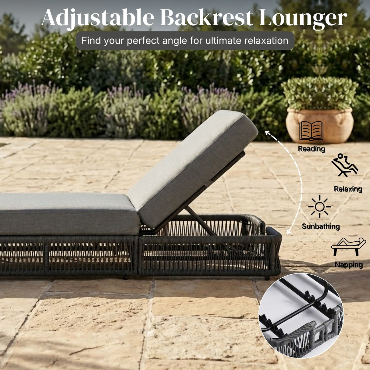 Outdoor All-Weather Rope Lounger Set of 2 (Grey)