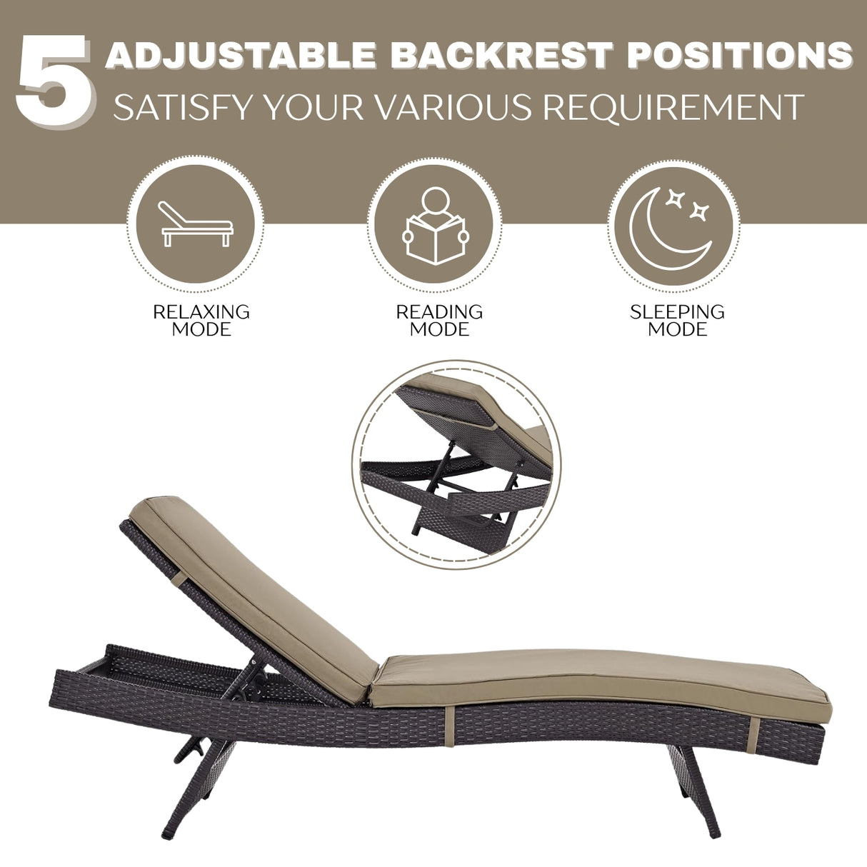Outdoor Rattan Wicker Chaise Lounger For Poolside
