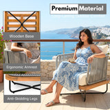 Outdoor Rope Sofa with Wooden Base (Grey & Cream)