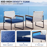 Outdoor 3-Piece Wicker Patio Set(White & Navy Blue)