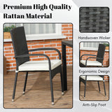 2-Piece Outdoor Rattan Wicker Patio Dining Chairs