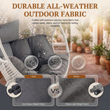 4-Piece Outdoor Wicker Egg Chair Set with Ottomans (White & Grey)