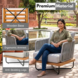 Outdoor Rope Sofa with Wooden Base (Grey)