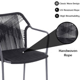 3-Piece Outdoor Grey Rope Patio Set