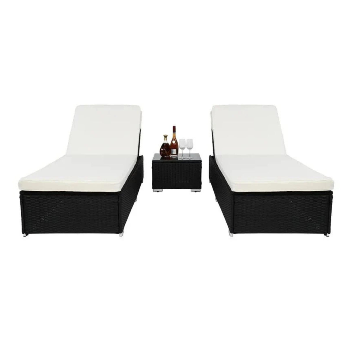Outdoor Wicker Lounge Chairs Set of 2 With Side Table