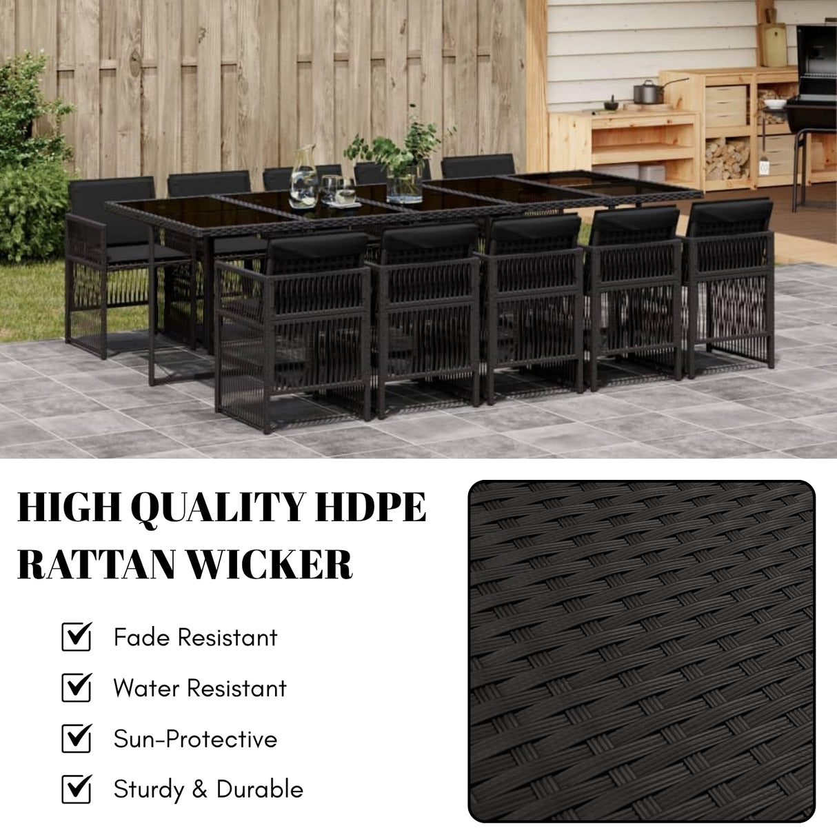 10 Seater Outdoor Rattan Wicker Dinning Set