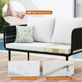 Outdoor Rope 4 Seater Conversation Furniture Set (Black & White)