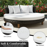 Outdoor All-Weather Rattan Wicker Round Daybed (Black & White)