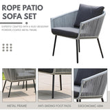 Outdoor 4 Seater Rope Conversation Sofa Set