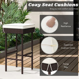 2-Piece Rattan Wicker Patio Bar Stools