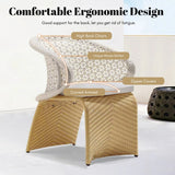 7 Pieces Outdoor Wicker Dining Set with Double Tone Armchairs