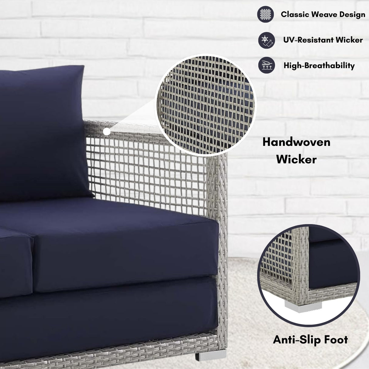 Outdoor Wicker Woven 6 Pieces Sectional Patio Furniture Set