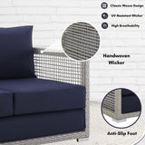 Outdoor Wicker Woven 6 Pieces Sectional Patio Furniture Set