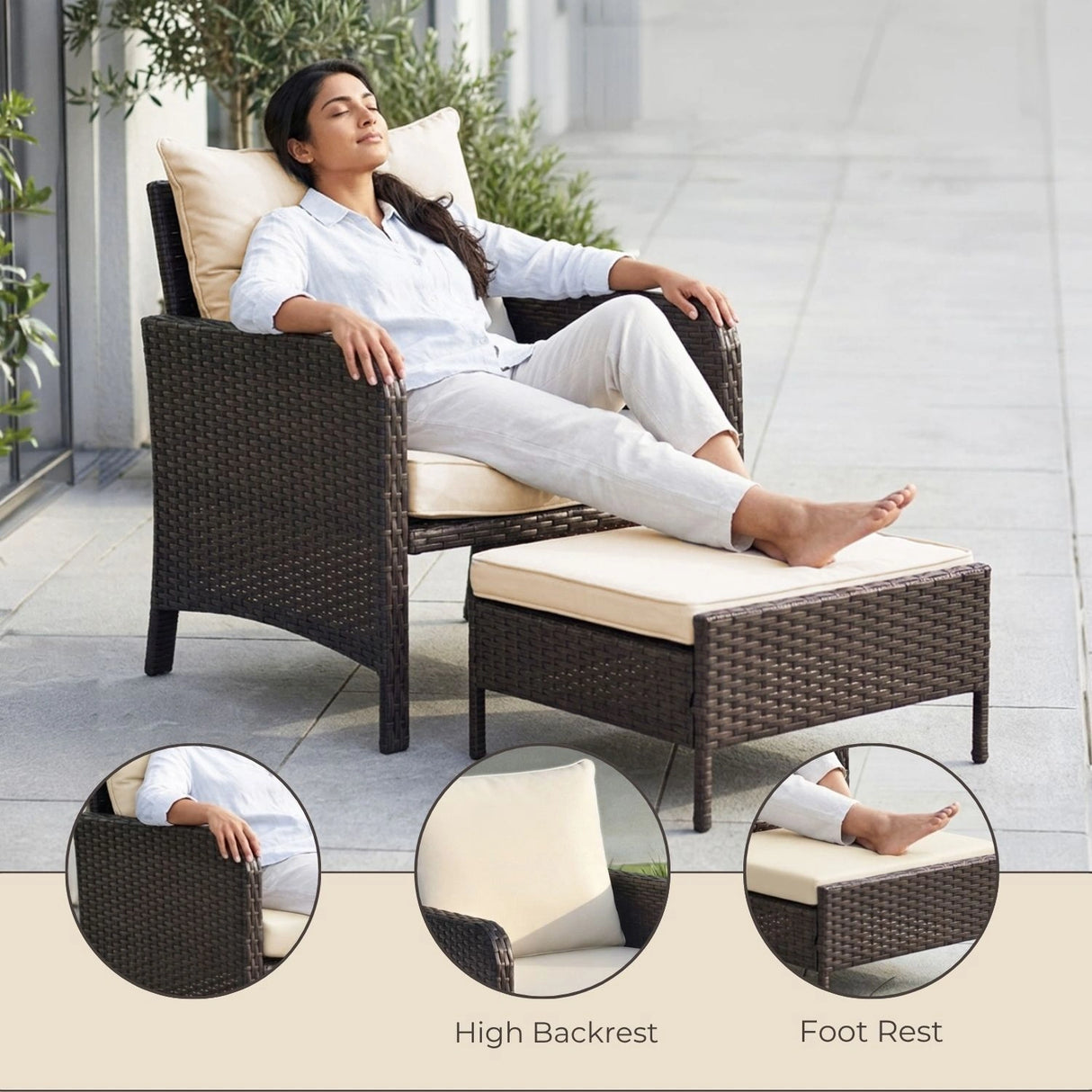 Outdoor 5 Piece Patio Wicker Furniture Set