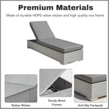 Outdoor All-Weather Rattan Wicker Lounger (Silver Grey & Grey)