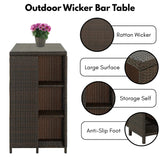 Outdoor Rattan Wicker Bar Table with High-Top Design