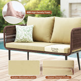 Outdoor Rope 4 Seater Conversation Furniture Set (Brown & Cream)