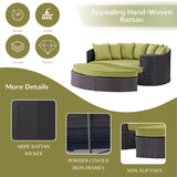 Outdoor Rattan Wicker Daybed (Dark Brown & Green)