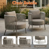2-Piece Outdoor Rope Sofa Chairs (Grey)