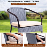 3 Piece Outdoor Wicker Patio Furniture Set (Silver & Cream)