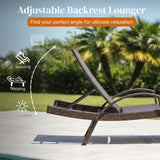 Outdoor All-Weather HDPE Wicker Rattan Sunlounger Recliner with Side Table